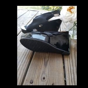 Cute Adrienne Vittadini Black Patent Wedge Heels